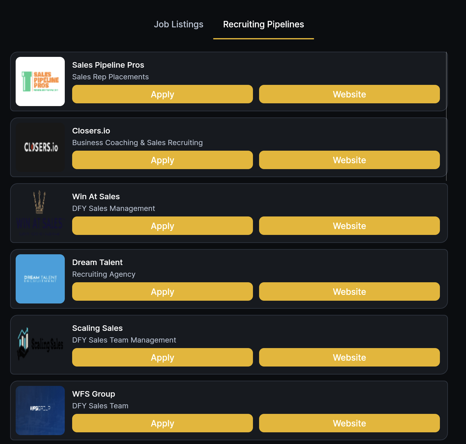 RepSelect recruiting pipelines — apply to sales recruiting companies and placement agencies