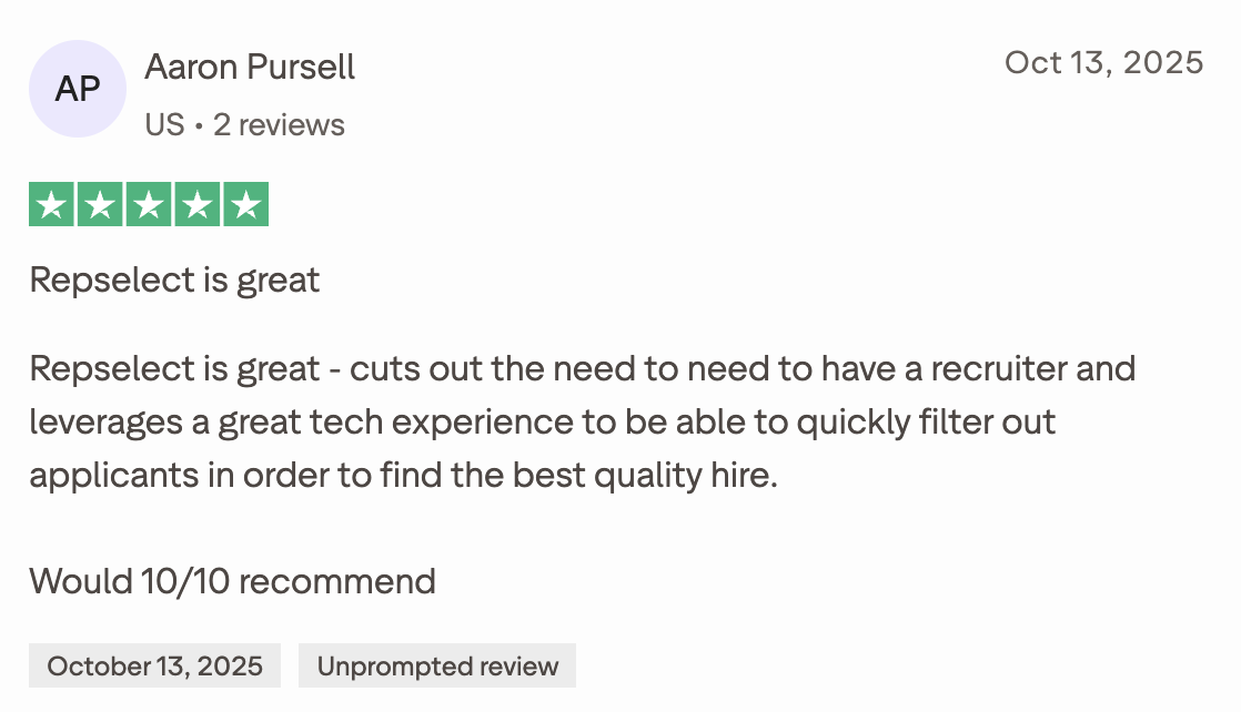 RepSelect user review